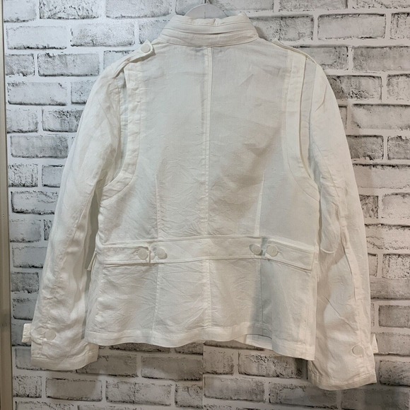 Talbots Women’s Grace Fit 100% Linen Full Zip Jacket w/Optional Hood Sz 14 White - Picture 11 of 16